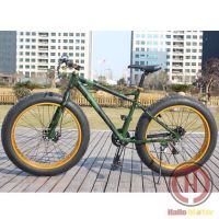 2014 Camo Green with Gold Rim Beach Cruiser 19" Fat Tire Bike Fatboy Bicycle Big Tire Snow Bike