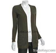 CB2310W Olive Cashmere Open Front Cardigan Cardigan