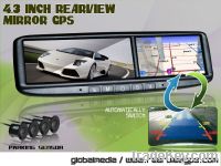 GPS-4.3inch car rearview mirror gps bluetooth mirror reversing system