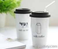 Sell Double layer ceramic coffee cups with lid