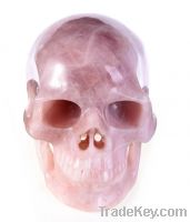 Huge Natural Pink Rock Quartz Crystal Skull/Head Carving healing