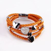 simple knot leather bangle bracelet with stones