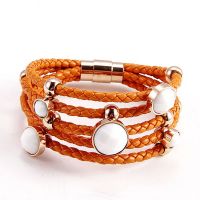 round drop real leather jewelry bangle orange rose gold