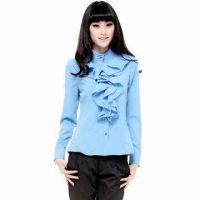 SY2408Fashionable Slim Long-sleeved Shirt with Flouncing Technique