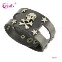 Punk Design Rock Style Metal Skull Leather Bracelet
