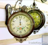 Sell solid wood wall clock double sided clock