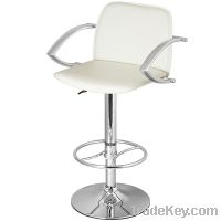 Sell White Leather Bar Stool with Metal Arms