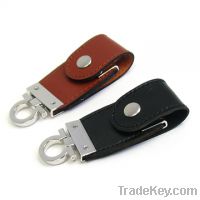 Newly Produced!!!Good-quality Leather USB with a Round Metal Ring