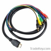 Gold Plated HDMI to Component Video+Audio 5-RCA Cable (1.6M-Length)