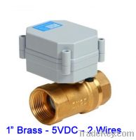 Brass 1'' motorised valve, 2 way, 5VDC, 2/3/5 wires, 1.0Mpa for heating