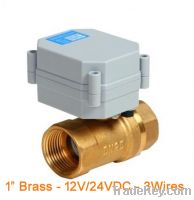 mini motorized valve 1'' brass 2 way 12V/24DC 2/3/5 wires