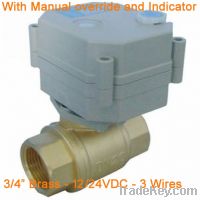 Electric Ball Valve 3/4'' Brass with Manual Override 12V/24V 1.0Mpa