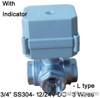 DN20 L type 3 way actuated ball valve 12V/24VDC 2/3/5 wires