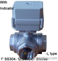 3 way 1'' L type electric actuator valve 12V/24VDC  2/3/5 wires