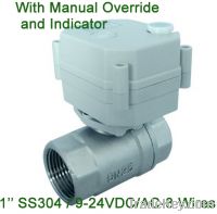 SS304 1'' Electric Operated Valve with Manual Override 9-24V 3 Wires