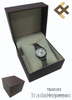 brown PU leather watch packaging box with watch cushion