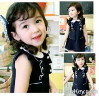 Sell New Kids Toddlers Cotton Girls Navy Blue Sleeveless Princess Dres