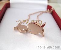 Sell new titanium steel necklace fish pendants jewelry