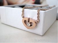 Sell titanium steel heat necklace with crystal pendants jewelry