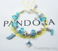 Sell sky blue charm beads bracelet crystal beads shoes pendant jewelry