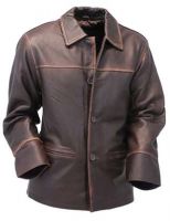 Men's Vintage Brown Long Leather Jacket Coat