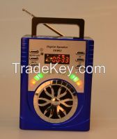 Portable Radio Speaker with LED disco light, read and play music from USB and Micro SD card