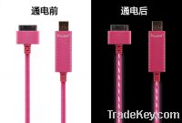 Sell Visible Flowing LED light up usb charger data cable for iPhone
