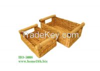 Water Hyacinth Storage Trays with wood handle