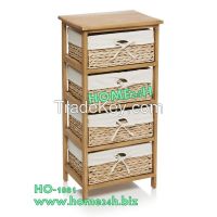 Water Hyacinth Cabinets, Wood Cabinet 2 Storage Drawers
