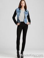 Slim Fitted Jacket with Coated Sleeves and Collar