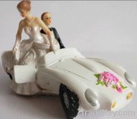 Bride&Groom In Getaway Car  wedding Cake toppers