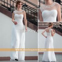 Lace Floor Length Sexy White Semi Formal Dress Evening Dresses 30626