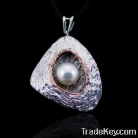 Hot Sale Platinum Plated Sterling Silver Pendant with Natural Pearl