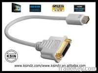Sell 24k gold plated 1080p white MINI DVI to DVI adapter cable.