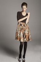 Sell Woman Slim Style Half Sleeve Printed Bouffant Dress 09132035