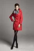 Sell Woman Red Double-breasted Trench Coat 09132033