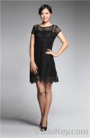 Sell Women Fashion Black Retro Style Hollow Lace Dress06122079