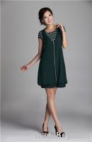 Sell Women Fashion Green and Gray Stripe Chiffon Dress06122098