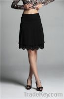Sell Women Fashion Black Laser Flowers Pleated Details Skirt09122062