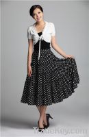 Sell Women Fashion White Dot on Black Background Longuette09122050