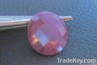 13.99 Carat - Checker Cut , Dual Side Faceted, Deep Red Color