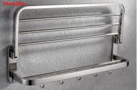 stainless steel double folding towel rack / towel shelf / towel rail