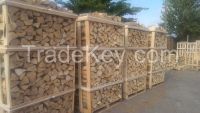 Firewood in wooden containers