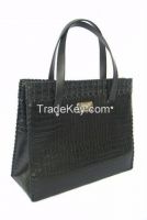 Cowhide & Crocodile hand stitched leather shopper