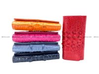 Crocodile skin wallet for women trifold long wallet