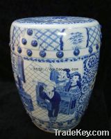 hand paint blue white ceramic Garden Seat WRYLV02