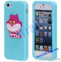 Smiling 3D Cheshire Cat Pattern Protective Soft Silicone Case for iPho