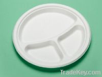 Sell 9inch biodegradable bagasse party plate with 3 compartments