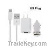 3in1 travel kit for iPhone 5 lightning cable/wall charger/car charger