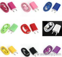 Wall Charger EU Plug Adapter+USB Data Sync Cable For iPod2 iPhone4 3G